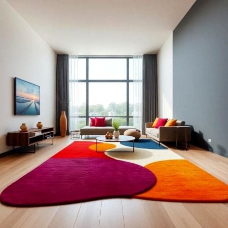 Handcrafted Multicolor Abstract Modern Living Room Rug